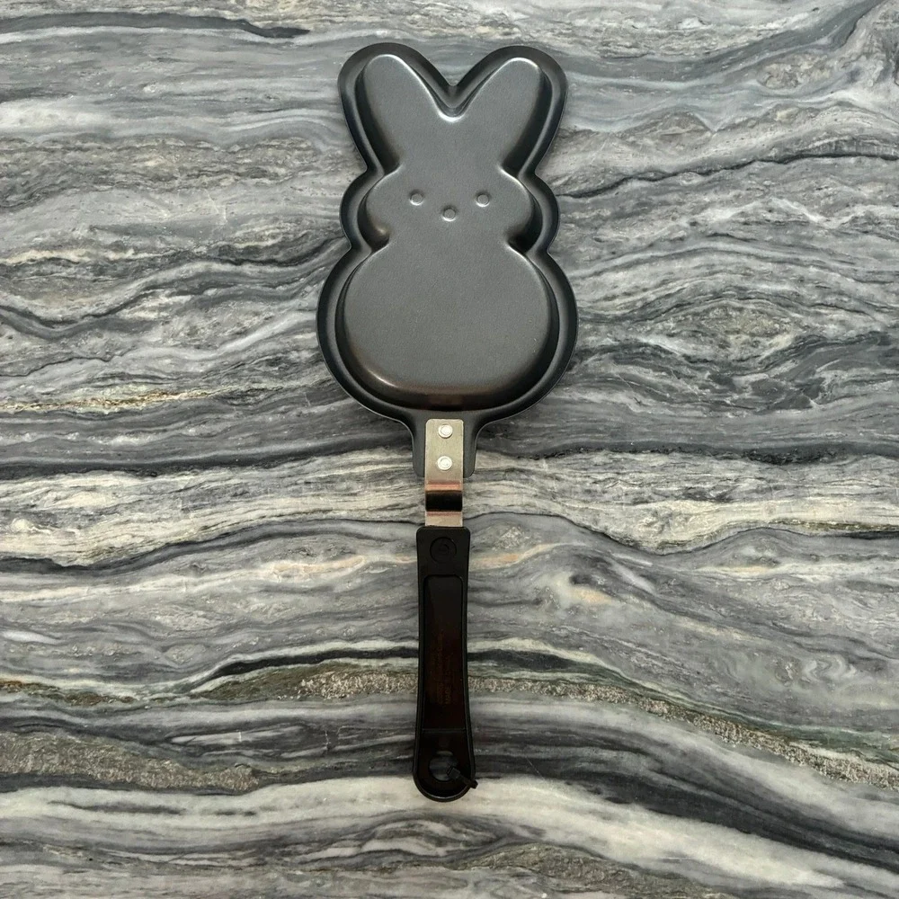 Peeps Bunny Mini Pancake Pan Non-Stick Easter Rabbit Skillet Black